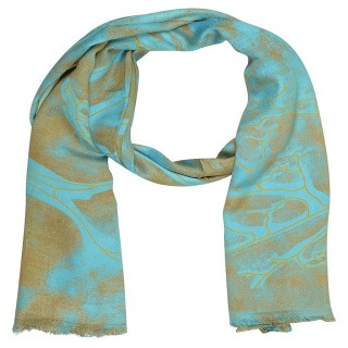 Digital Print Stole in Blue - Satin Fabric